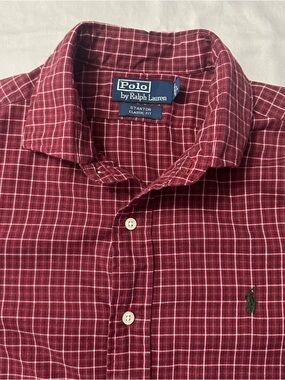 Polo Ralph Lauren Stanton Classic Fit Red Plaid Shirt Size Large